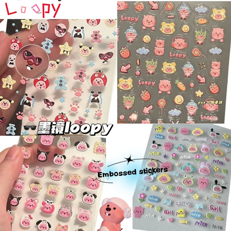 Model Kit Game - Loopy 3D-Prägeaufkleber, transparenter DIY-Aufkleber, niedlicher Biber,