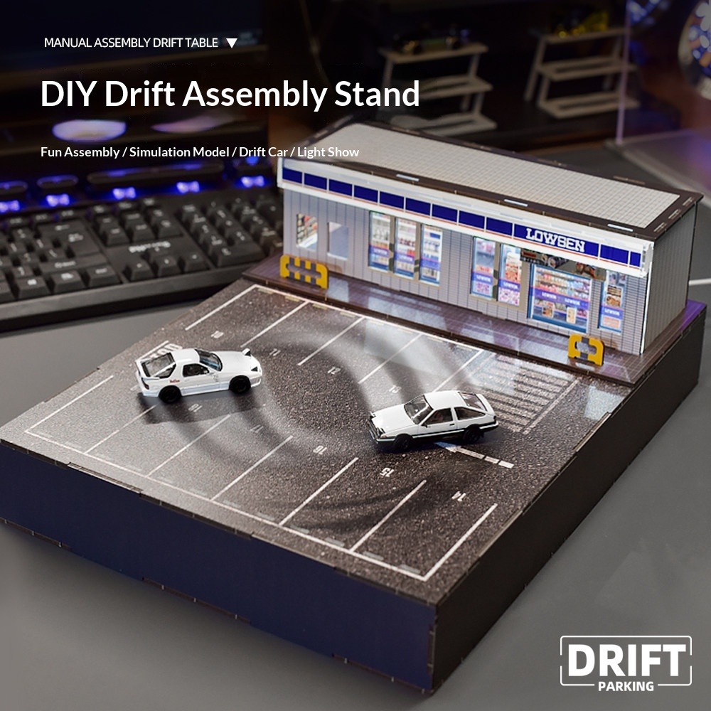 Model Kit Initial D - 1:64 Maßstab Automodell Magnetische Driftstation DIY