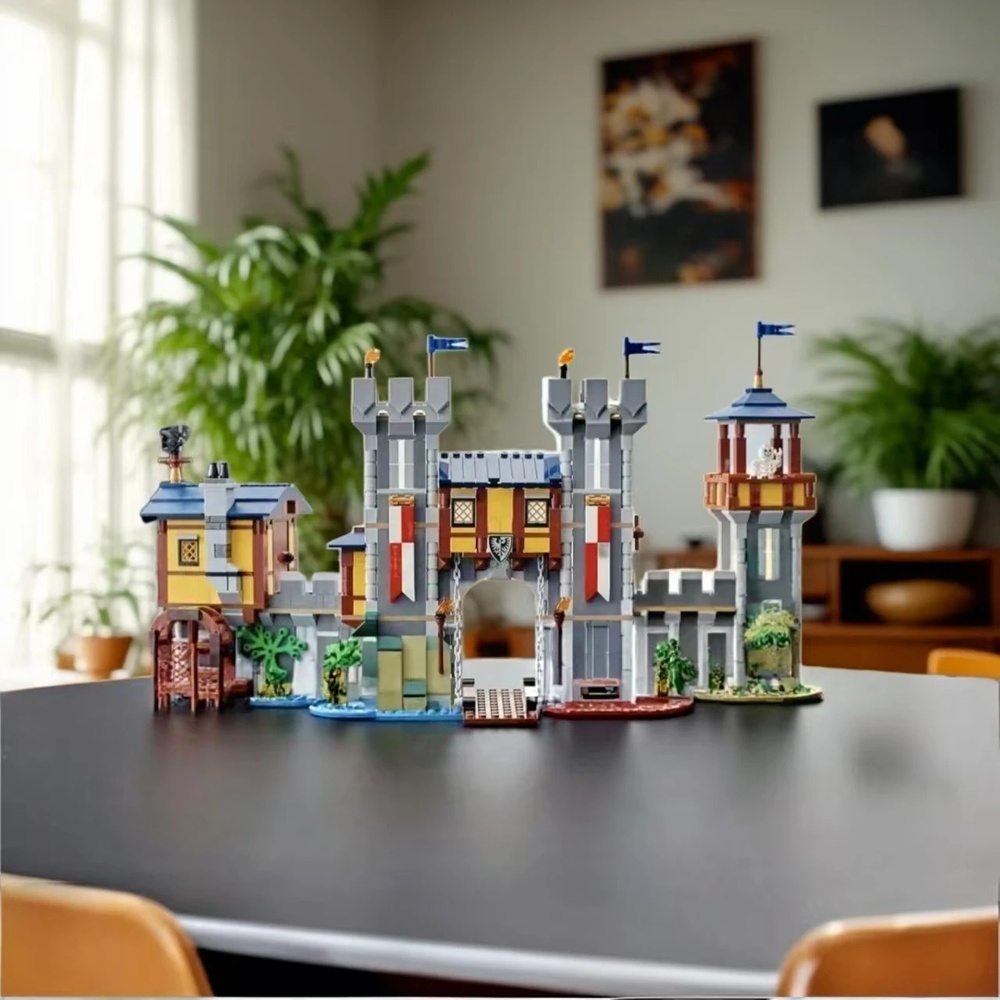 Model Kit Game - 1426-teiliges Neues Mittelalterliches Schloss-Architektur-Set Geburtstagsgeschenk Kompatibel