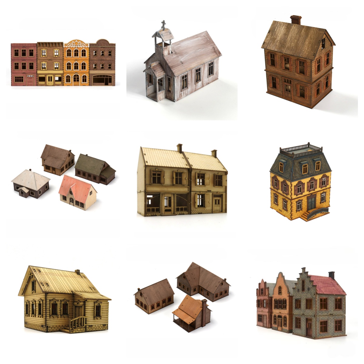 Model Kit Centaur - 1/72 Holz-Bausatz Europäische Architektur Reihenhaus Laden