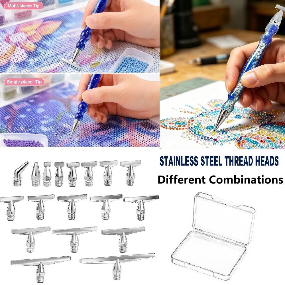 Model Kit Tool - DIY Hochwertiges Edelstahl-Gewinde-Diamantmalerei-Stiftspitzen-Set, DIY Diamantmalerei-Werkzeuge Schraubbares